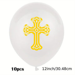 Cross Latex Balloon Baptism Birthday Decoration