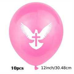 Cross Latex Balloon Baptism Birthday Decoration
