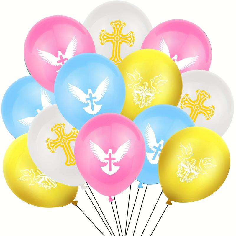 Cross Latex Balloon Baptism Birthday Decoration