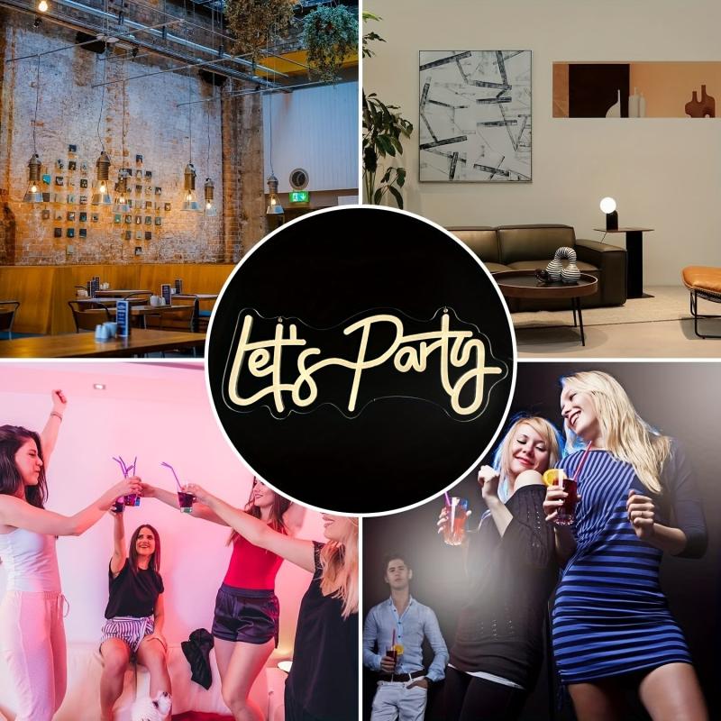 Let's Party Neon Sign USB Connection Wall Decor Home Bar Decor