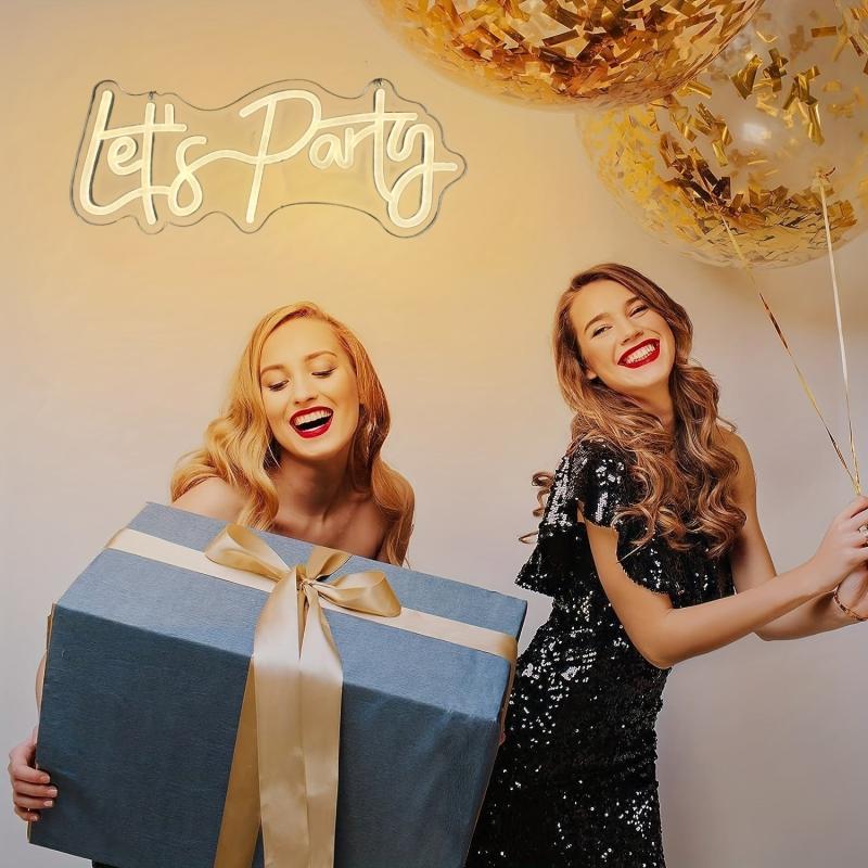 Let's Party Neon Sign USB Connection Wall Decor Home Bar Decor