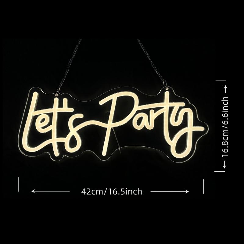Let's Party Neon Sign USB Connection Wall Decor Home Bar Decor