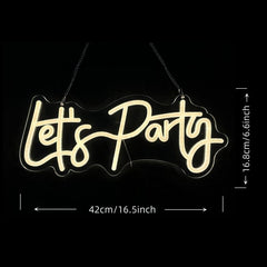Let's Party Neon Sign USB Connection Wall Decor Home Bar Decor