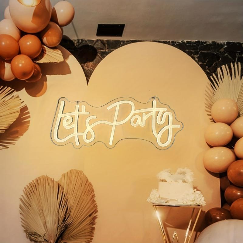 Let's Party Neon Sign USB Connection Wall Decor Home Bar Decor