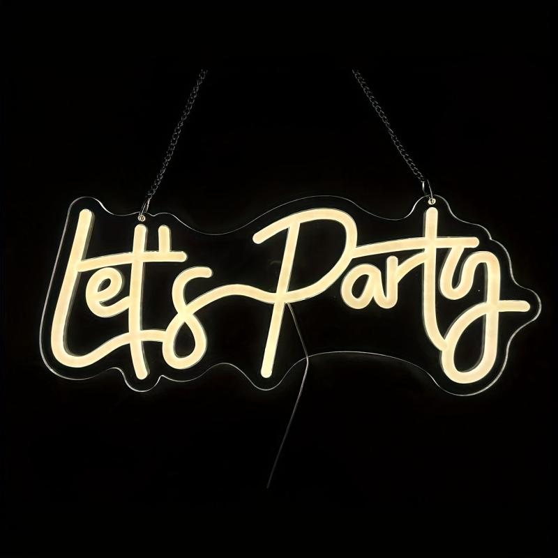 Let's Party Neon Sign USB Connection Wall Decor Home Bar Decor