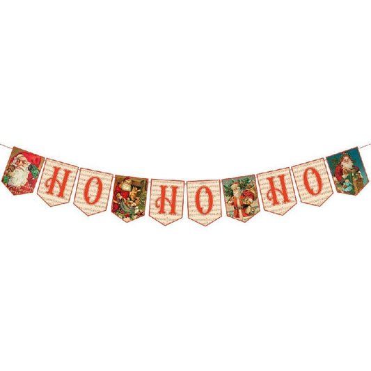 Vintage Christmas Party Decoration Pull Flag HoHoHo Santa Claus Banner
