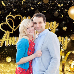 Happy Anniversary Banner Backdrop 7x5ft for Wedding Decorations