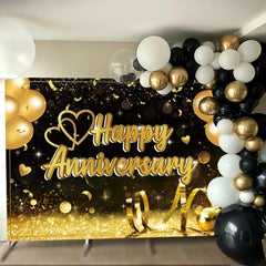 Happy Anniversary Banner Backdrop 7x5ft for Wedding Decorations