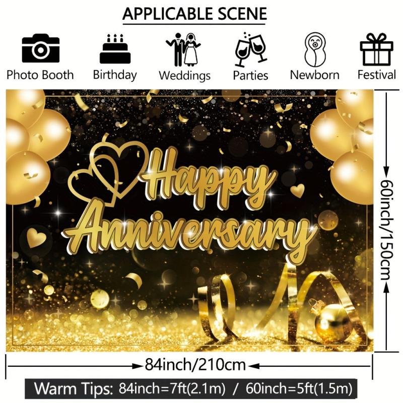 Happy Anniversary Banner Backdrop 7x5ft for Wedding Decorations