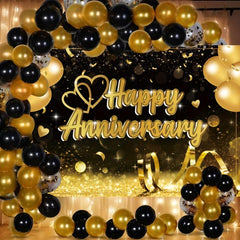 Happy Anniversary Banner Backdrop 7x5ft for Wedding Decorations