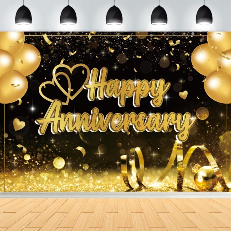 Happy Anniversary Banner Backdrop 7x5ft for Wedding Decorations