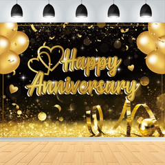 Happy Anniversary Banner Backdrop 7x5ft for Wedding Decorations