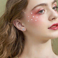Colorful Crystal Ear Stud Wedding Earrings 925 Silver Needles