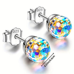 Colorful Crystal Ear Stud Wedding Earrings 925 Silver Needles