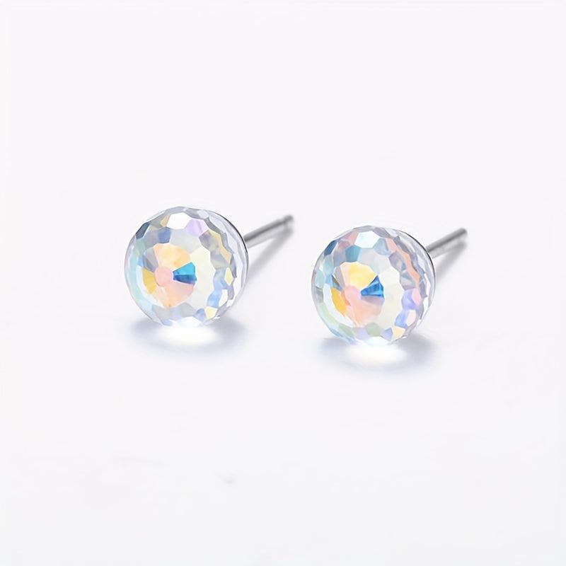Colorful Crystal Ear Stud Wedding Earrings 925 Silver Needles