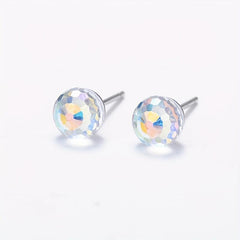 Colorful Crystal Ear Stud Wedding Earrings 925 Silver Needles