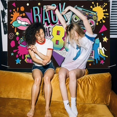 80's Party Banner Decorations Photo Booth Backdrop To the 1980s Hip Hop Sign