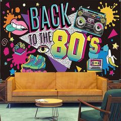 80's Party Banner Decorations Photo Booth Backdrop To the 1980s Hip Hop Sign