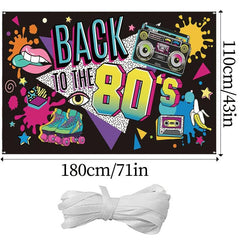 80's Party Banner Decorations Photo Booth Backdrop To the 1980s Hip Hop Sign
