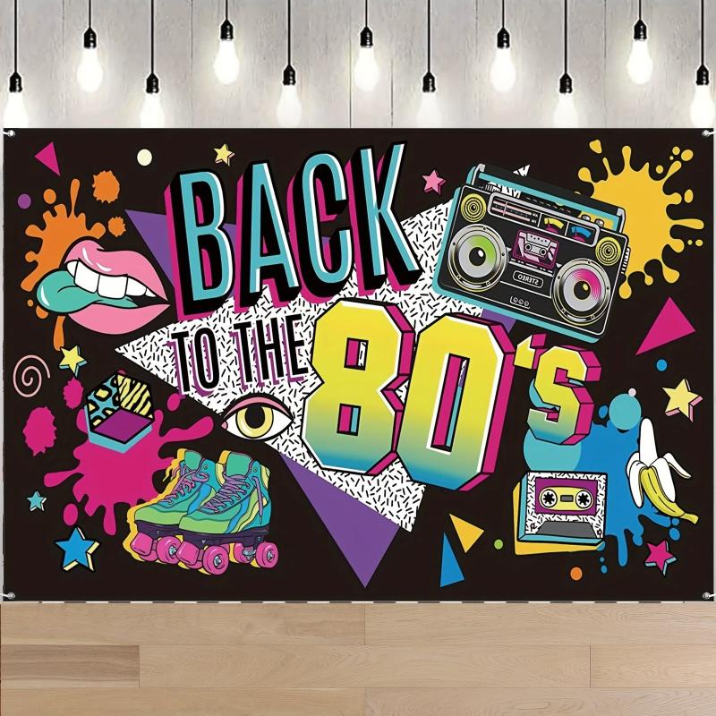 80's Party Banner Decorations Photo Booth Backdrop To the 1980s Hip Hop Sign