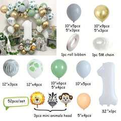 Jungle Balloon Chain with Leaf Decoration and Latex Sequins