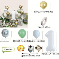 Jungle Balloon Chain with Leaf Decoration and Latex Sequins