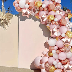 110pcs Pink Golden Balloon Arch Garland for Baptism Birthday Party Decorations