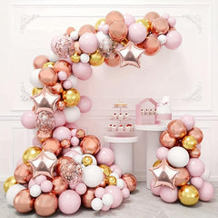 110pcs Pink Golden Balloon Arch Garland for Baptism Birthday Party Decorations