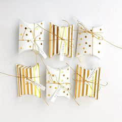 50pcs Small Bronzing Pillow Boxes for Christmas Wedding Treat Goodies