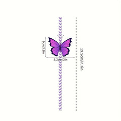 24pcs Butterfly Plastic Straws for Party Decoration Birthday and Crafts