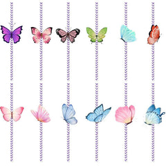 24pcs Butterfly Plastic Straws for Party Decoration Birthday and Crafts
