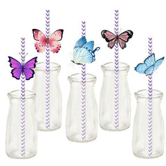24pcs Butterfly Plastic Straws for Party Decoration Birthday and Crafts