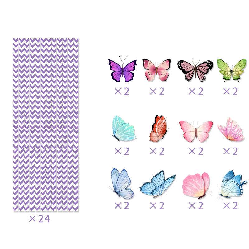 24pcs Butterfly Plastic Straws for Party Decoration Birthday and Crafts