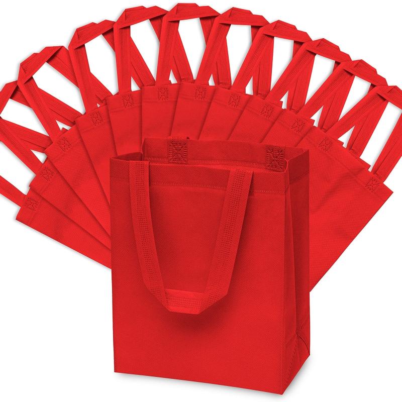 12pcs Red Gift Bags with Handles for Shopping and Events