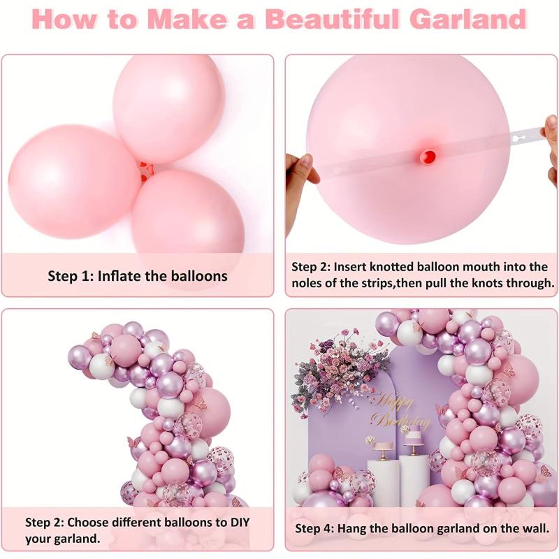 Butterfly Confetti Balloon Garland Set - Pink Purple Balloons with Glitter