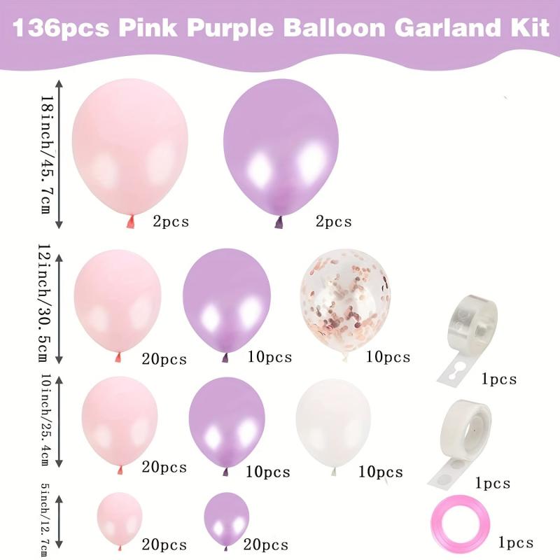 Butterfly Confetti Balloon Garland Set - Pink Purple Balloons with Glitter