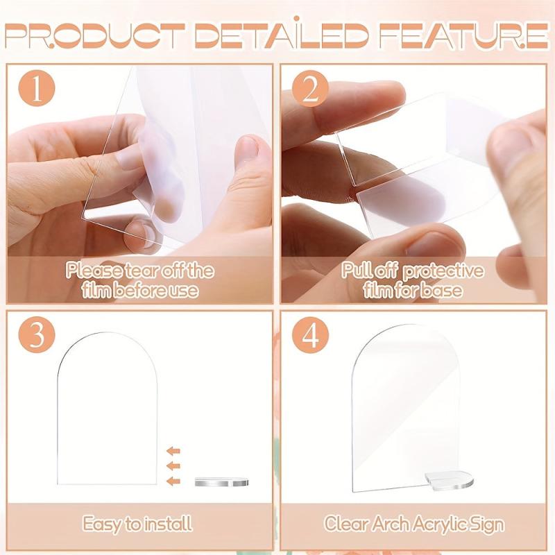 10-20pcs Acrylic Shelf Arched Blank Plate Clear Card Wedding DIY Home Decor