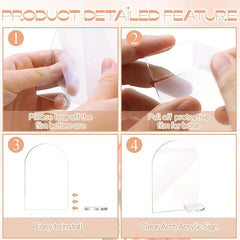10-20pcs Acrylic Shelf Arched Blank Plate Clear Card Wedding DIY Home Decor