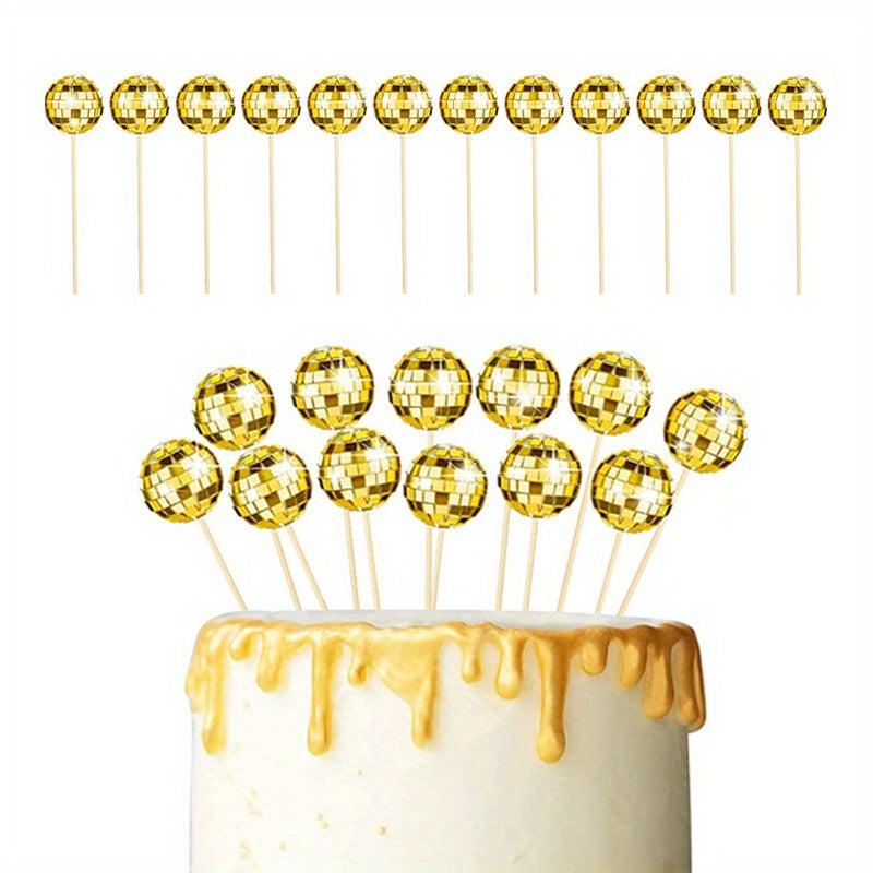 12pcs Fun & Festive Birthday Cake Decorations Disco Mirror Reflective Balls