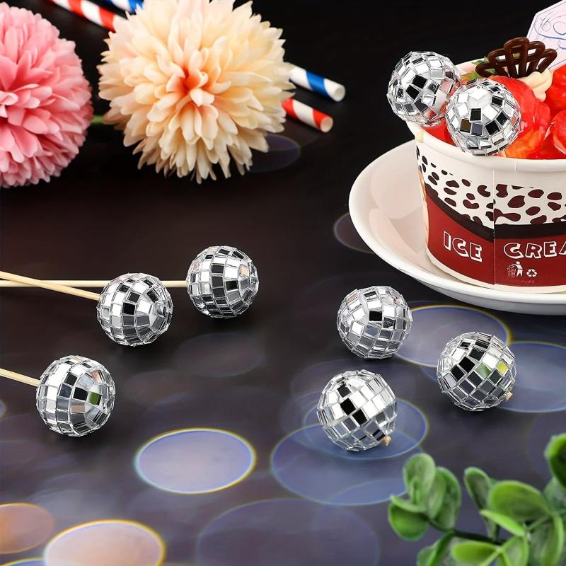 12pcs Fun & Festive Birthday Cake Decorations Disco Mirror Reflective Balls