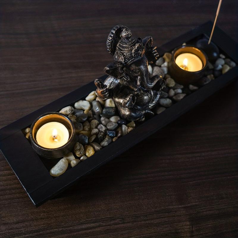 Elephant God Candlestick Set Diwali Yoga Meditation Candle Holder