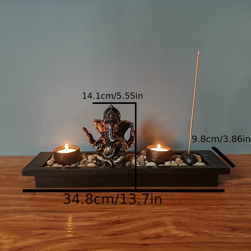 Elephant God Candlestick Set Diwali Yoga Meditation Candle Holder
