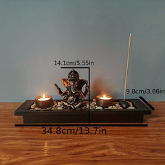 Elephant God Candlestick Set Diwali Yoga Meditation Candle Holder