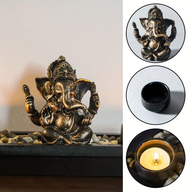 Elephant God Candlestick Set Diwali Yoga Meditation Candle Holder