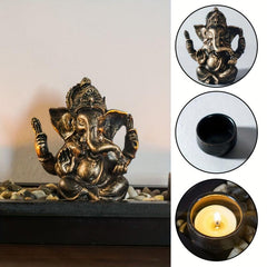 Elephant God Candlestick Set Diwali Yoga Meditation Candle Holder