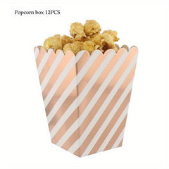 12pcs Rose Golden Popcorn Box Wedding Birthday Party Decoration