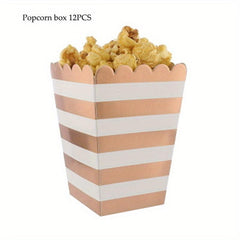 12pcs Rose Golden Popcorn Box Wedding Birthday Party Decoration