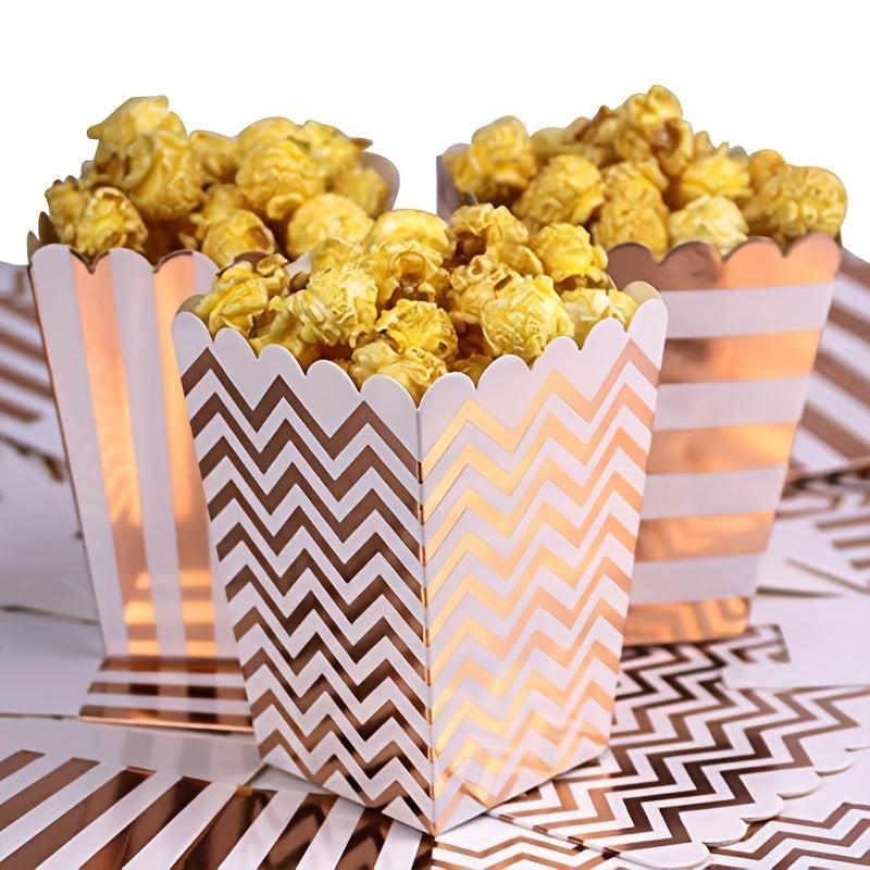12pcs Rose Golden Popcorn Box Wedding Birthday Party Decoration