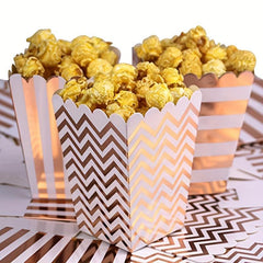 12pcs Rose Golden Popcorn Box Wedding Birthday Party Decoration