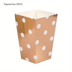 12pcs Rose Golden Popcorn Box Wedding Birthday Party Decoration